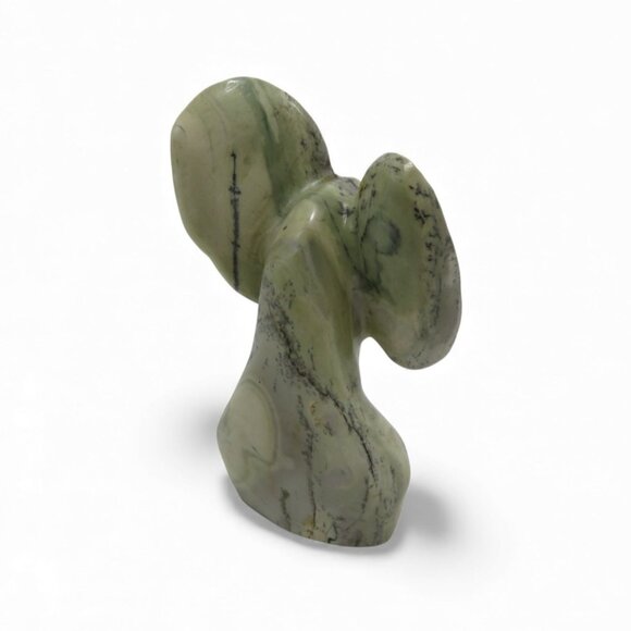 Stone Elephant Hand Carved Green Butter Jade Stone in South Africa Signed 5.9" - Picture 3 of 11